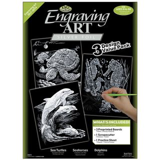 Turtle/ Sea Horse/ Dolphins Engraving Art (pack Of 3)