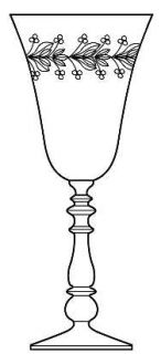 Reizart Doria Water Goblet   Stem #854, Cut Plant Design On Bowl