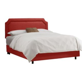 Skyline Queen Bed Clarendon Notched Bed   Linen Antique Red