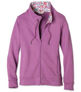 Print trim Zip front Sweatshirt, Medium Purple, Small