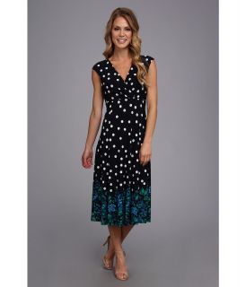 Jessica Howard Cap Sleeve Surplice Top With Fit And Flare Skirt Womens Dress (Navy)