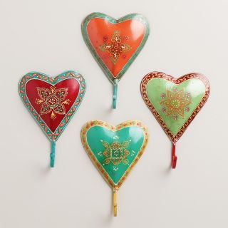 Painted Heart Hooks, Set of 4   World Market