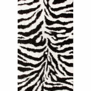 Nuloom Luna Black And White Zebra Shag Rug (4 X 6)