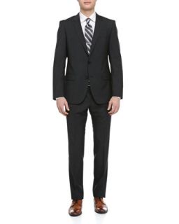 Halsey Micro Check Two Piece Wool Suit, Dark Gray