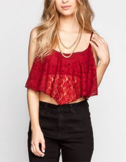 Lace Overlay Womens Swing Crop Top Red In Sizes Small, X Small, Large
