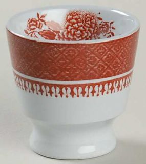 Spode Fitzhugh Red Mini Egg Cup, Fine China Dinnerware   Red Band,Flowers,Scallo
