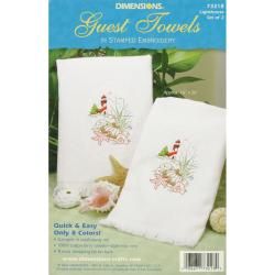 Lighthouse Guest Towels Stamped Embroidery 16x26