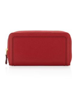 Zip Around Saffiano Wallet, Red