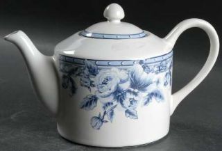Interiors (PTS) Cottage Rose Teapot & Lid, Fine China Dinnerware   Stoneware,Blu