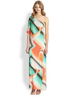 Trina Turk Sausalito Printed One Shoulder Maxi Dress  