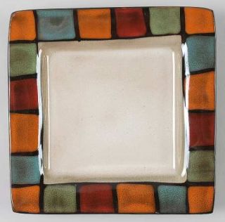 American Atelier Hopscotch Square Salad Plate, Fine China Dinnerware   Multicolo