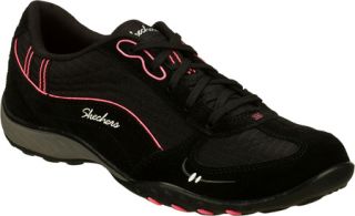 Womens Skechers Relaxed Fit Breathe Easy Just Relax   Black/Pink Casual Shoes