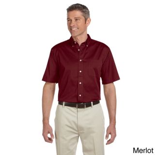 Mens Short sleeve Twill Cotton Button Down Shirt