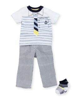 Striped Tee & Seersucker Pants Set, 3 12 Months