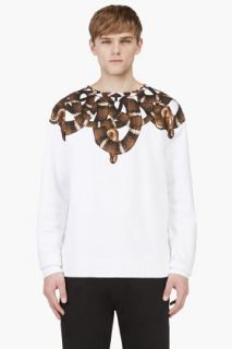 Marcelo Burlon County Of Milan White Long Sleeve Snake Print Sweatshirt