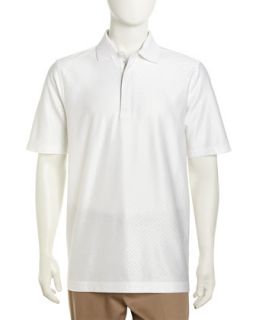 Short Sleeve Check Jersey Polo, White