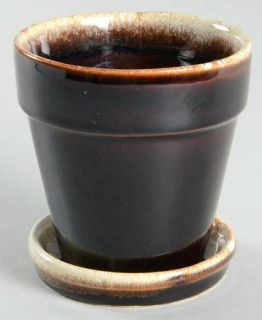 Pfaltzgraff Gourmet Brown Flower Pot with Underplate, Fine China Dinnerware   Br