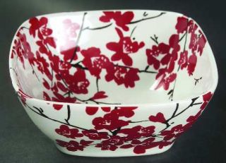222 Fifth (PTS) Mia Blossoms Red Soup/Cereal Bowl, Fine China Dinnerware   Red&W