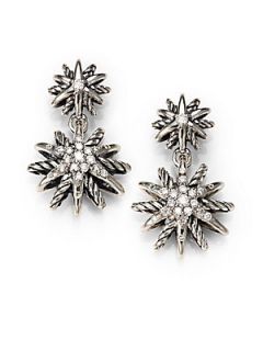David Yurman Starburst Double Drop Earrings with Diamonds   Silver