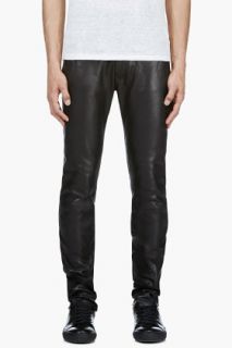 Acne Studios Black Leather Depp Fly Trousers