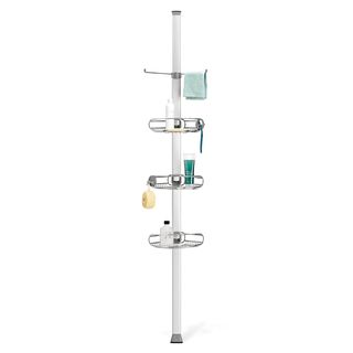 Simplehuman Adjustable Tension Shower Caddy (Aluminum/stainless steelMaterials Aluminum/stainless steelDimensions 107.9 inches high x 12.7 inches wide x 8.7 inches deepTo adjust the shelves, simply flip the tabs and slide shelves up or down to the desir
