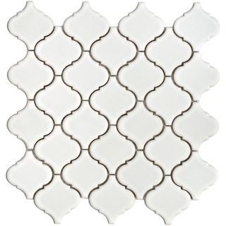 Somertile 12.5x12.5 in Morocco Glossy White Porcelain Mosaic Tile (pack Of 10)