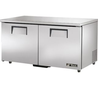 True 60 Undercounter Freezer   2 Solid Doors, Aluminum/Stainless, ADA