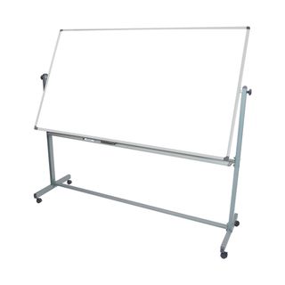 Office Accents Mobile 72x40 Reversible Magnetic Whiteboard (White/silver Dimensions 72 inches high x 72 inches wide x 40 inches long The 4 casters provide easy portability Flips over with a turn of the knob )
