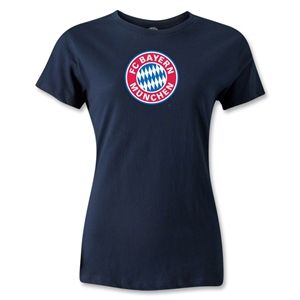hidden Bayern Munich Logo Womens T Shirt (Navy)
