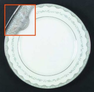 Noritake Margaret Dinner Plate, Fine China Dinnerware   Green Band W/Leaves, Gre