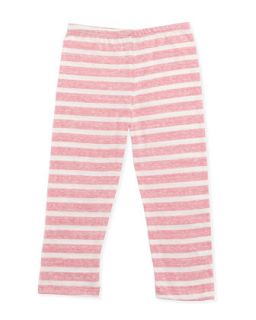 Striped Jersey Leggings, Pink/White, 2T 4T