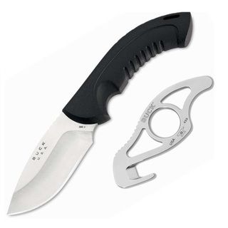 Buck 390 Omni Hunter Combo Guthook Knife (BlackBlade materials 420 HC stainless steelHandle materials Steel, RubberBlade length 3 inchHandle length 4.5 inchesNylon Sheath includedWeight .50Dimensions 2.75x2.19x11.25Before purchasing this product, pl