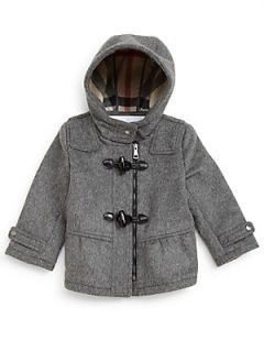 Burberry Infants Peplum Wool Duffle Coat   Grey