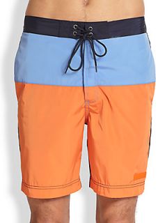 Michael Kors Colorblock Swim Trunks   Orange