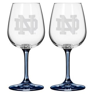 Boelter Brands NCAA 2 Pack Notre Dame Fighting Irish Satin Etch Wine Glass   12