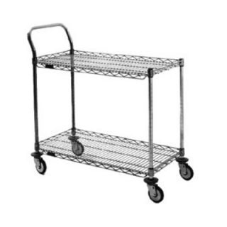 Eagle Group Utility Cart   (2) 18x36 Wire Shelves, 3 Side Ledge, Handles, Chrome
