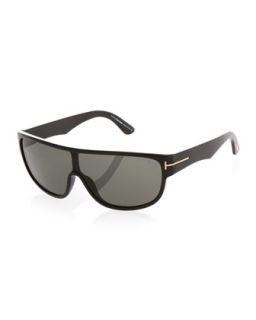 Sporty Straight Brow Sunglasses, Black