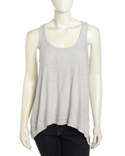 Paneled Slouchy Handkerchief Tank, Platinum