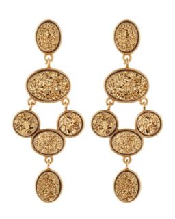 Gold Druzy Chandelier Earrings