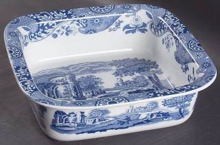 Spode Blue Italian (Oven To Table) Square Baker, Fine China Dinnerware   Oven To