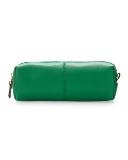 Saffiano Long Cosmetic Pouch, Kelly Green