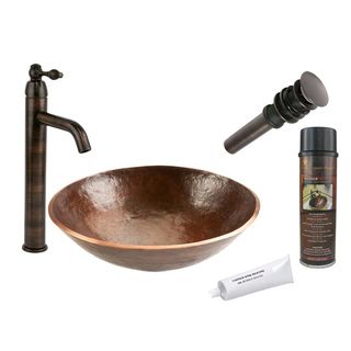 Premier Copper Products Vessel Sink And Single Vessel Faucet Package (Oil Rubbed BronzeDown Pipe Width 1.25 inchesOverall Length 8.625 inchesThread Length 2.75 inchesInstallation Type Compression ThreadedMaterial BrassWax detailsCleans and protects 