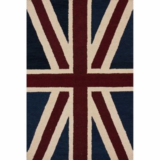 Nuloom Handmade United Kingdom Flag Wool Rug (4 X 6) (BluePattern CasualTip We recommend the use of a non skid pad to keep the rug in place on smooth surfaces.All rug sizes are approximate. Due to the difference of monitor colors, some r ug colors may v