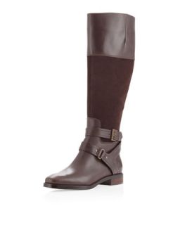 Zadara Leather Suede Equestrian Boot, Brown