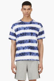 Msgm Blue And White Electric Stripe T_shirt