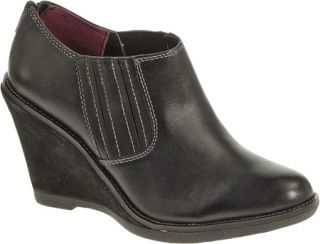 Womens Hush Puppies Cignet Wedge Shootie   Black Leather Boots