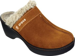 Womens Crocs Cobbler Leather Clog   Chestnut/Black Casual Shoes