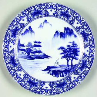 China(Made In China) Canton Blue Salad Plate, Fine China Dinnerware   Blue Scrol