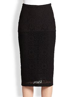 Burberry Prorsum Crochet Lace Pencil Skirt   Black