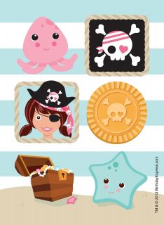 Pretty Pirates Party Sticker Sheets